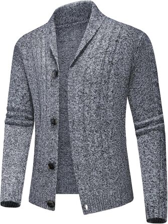 Чоловічий в'язаний пуловер з коміром-стійкою, однорядний, стильний в'язаний жакет для осені та зими (темно-сірий, S)