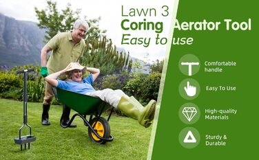 Kedox Aerifier for Lawns, Heavy Duty Hollow Tine Lawn Aerator with Ground Frame 38In, Manual Lawn Aerator Lawn Aerifier Verticutter for Your Lawn or Yard and Compacted Soils