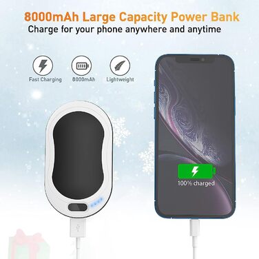 Електричний грілка для рук, 8000mAh, багаторазовий, USB, Powerbank, портативний, для дітей, жінок, чоловіків, найкращий подарунок на зимові свята