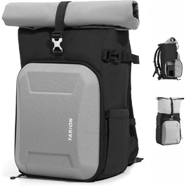Рюкзак для камери Tarion Rolltop: професійний фоторюкзак з жорсткою оболонкою, відділенням для 16-дюймового ноутбука, сумісний з DSLR/SLR камерами, об'єктивами та штативом (сірий)