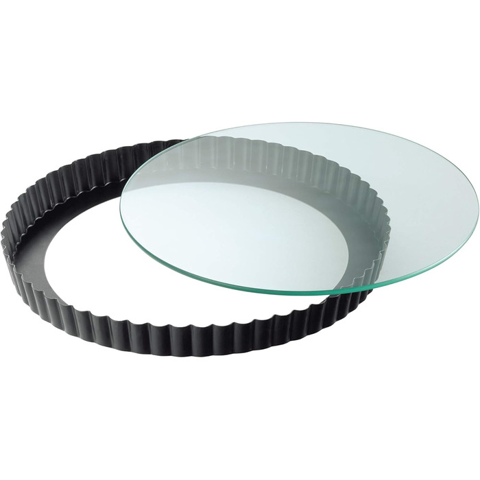 ORIGINAL KAISER Inspiration Tart Pan with Lifting Base Glass 28 cm & Inspiration Springform Pan Glass Bottom 26 cm round, lifting base, cut-resistant, leak-proof, non-stick coated, ready to serve