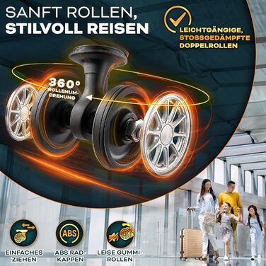 Набір валіз Tillvex® 4 шт. (S-M-L-XL) + ваги для багажу, 8 ременів та 4 бірки | Валізи на 4 колесах з TSA замком | Набір валіз з міцного пластику, колір шампань