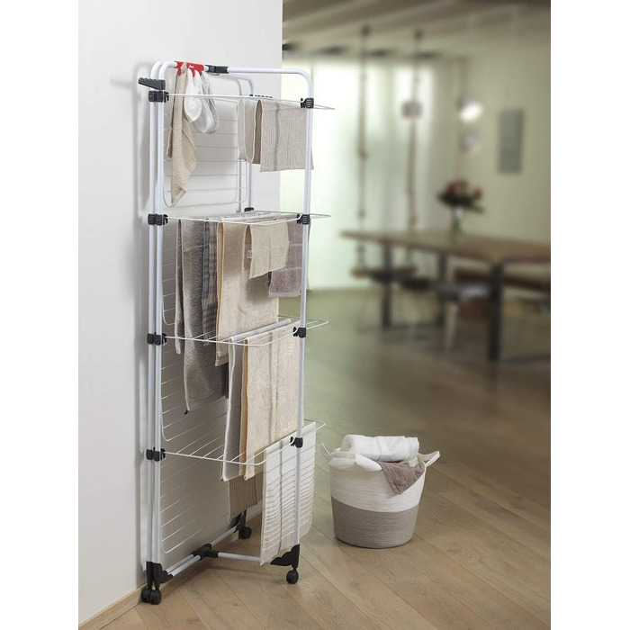 Сушарка для білизни Vileda Mixer 4, 40 м, 4 яруси, сталева, на колесах з гнучкими з'єднаннями