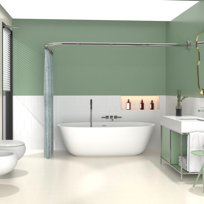 Штанга для душу L-подібна, розсувна, 62–94 x 141–174 см, з 16 кільцями, чорна (Silver Upgrade-version)