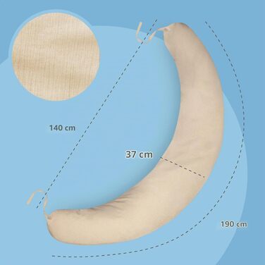 Подушка для сну та підтримки тіла для дорослих Body Pillow, довжина 190 см, світло-бежева