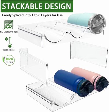 4-Piece Stackable Bottle Rack, Plastic Bottle Holder for Refrigerator, Cabinet, Kitchen Organizer Storage & Organization, Wine Bottle Kitchen Cabinet Storage