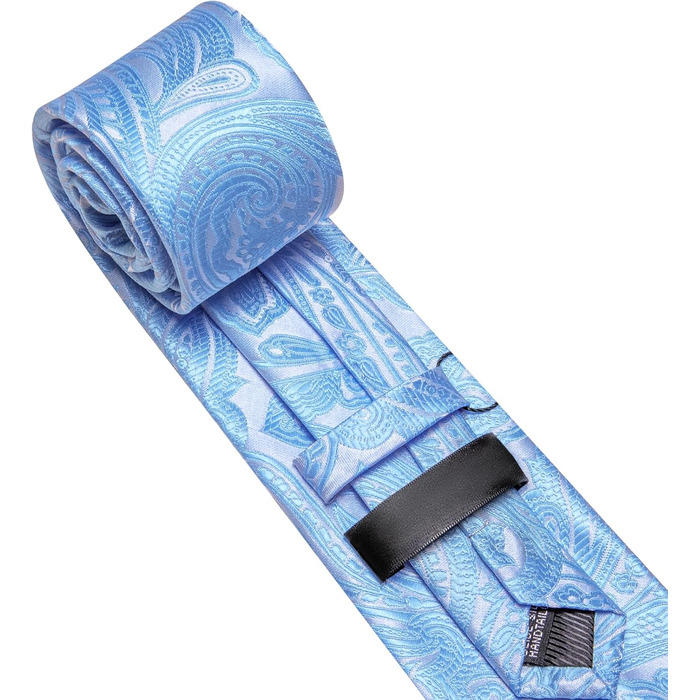 Комплект краваток для чоловіків Barry.Wang: краватка, краваткова кліпса, нагрудна хустинка, запонки, для вечірок, весілля та ділових зустрічей (дитячий блакитний)