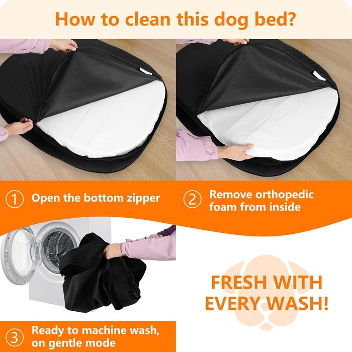 Ортопедичне ліжко для собак, ліжко-софа для собак, подушка з валиком по периметру, неслизьке дно, кошик для собак, знімне та пральне, для собак середніх та великих порід, 106 x 79 x 17 см, чорний