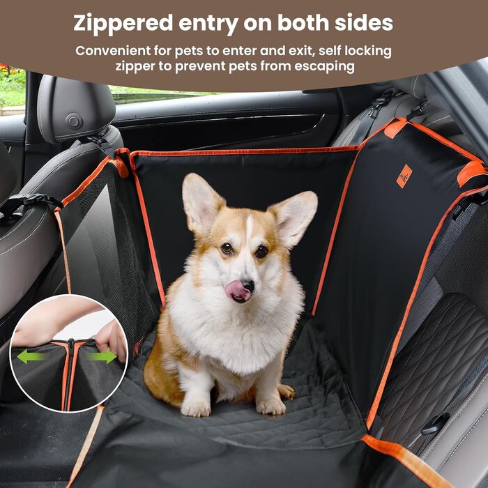 Pecute Dog Car Seat - Reinforced Seat for Medium & Large Dogs - Secure Car Dog Bed with 4 Straps - Rear Seat Dog Crate