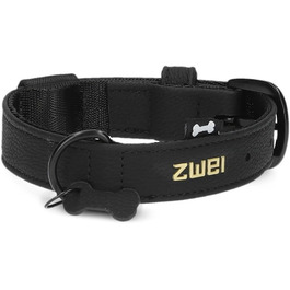 Нашийник для собак ZWEI Leo LE10 з якісної штучної шкіри, чорно-помаранчевий, регульований, 28-38 см