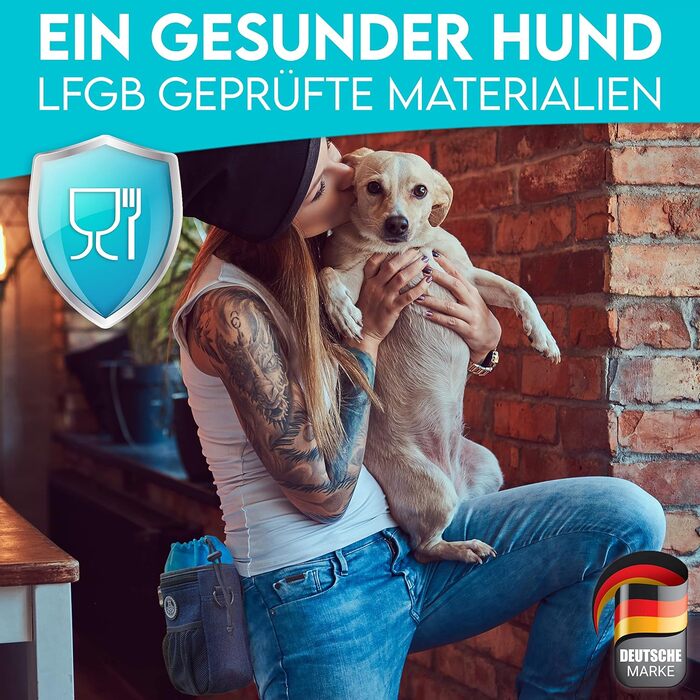 Преміум сумка для ласощів для собак HUND IST KÖNIG - універсальна, містка, з дозатором для відходів та Ebook - темно-синій (16 x 18 x 6 см)