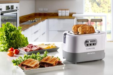 Тостер Ariete 159 Toastime з 2-ма відділеннями, з пружинним захватом, розморожування та підігріву, 700 Вт, нержавіюча сталь, білий