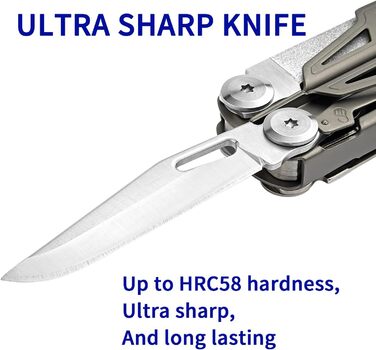 ROCKTOL 19-in-1 Multifunction Pliers - Titanium Coated EDC Tool with Safety Lock & Nylon Sheath - Gift for Men