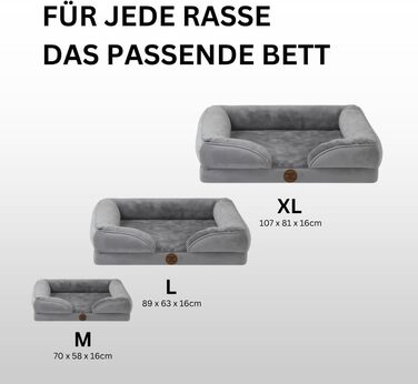 Ортопедичне ліжко для собак ZURMATRADE з Memory Foam – миється, неслизьке, зручне – для великих та маленьких собак – сірого кольору, видалення шерсті L (89x63,5x16,5 см)