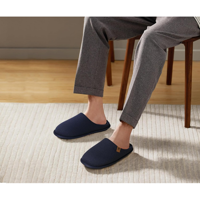 Чоловічі тапочки ONCAI з піною Memory Foam, штучним хутром та гумовою підошвою для дому та вулиці, розмір EU 40-49 (Синій, 47 EU)