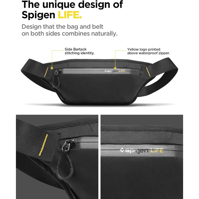 Чоловіча та жіноча поясна сумка Spigen Klasden Bauchtasche для подорожей, спорту та активного відпочинку - чорна