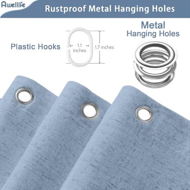 Шторка для душу Awellife з льону, стиль бохо, сільський дім, 183x183 см, кремовий колір