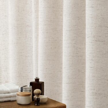 Штора для душу льон 180x200 см, Бохо стиль, водонепроникна, анти-грибок, біла - для ванної кімнати