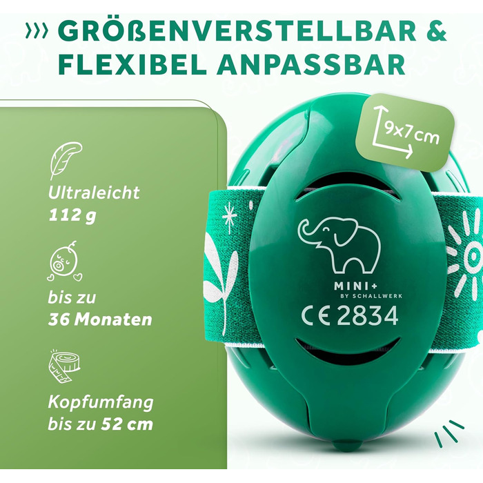 Schallwerk Mini+ - Шумоізоляційні навушники для малюків (Jungle Green)