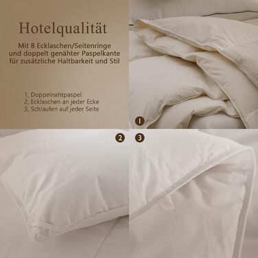 BPC Medium Down Comforter 200x200, All-Season Bedspread, Transitional Comforter | 100% Organic Cotton, Goose Down Filling, Öko-Tex and RDS Standard Comforter, 200x200 cm, Ivory White 200 x 200 cm Ivory White/All-Season