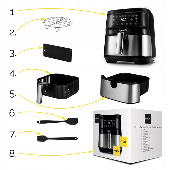 Аерофритюрниця Yoer 6L Air Fryer 1700W: 12 програм + сепаратор