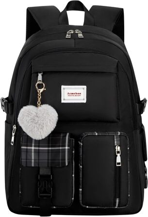 Чорний жіночий рюкзак Acmebon з відділенням для ноутбука, місткий, модний, повсякденний