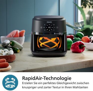 Philips Airfryer 2000 Series – 13 Cooking Functions, 6.2L Capacity, Compact Design with Viewing Window, RapidAir Technology, 90% Less Fat, Easy to Clean (NA230/00) 6.2L - Viewing Window