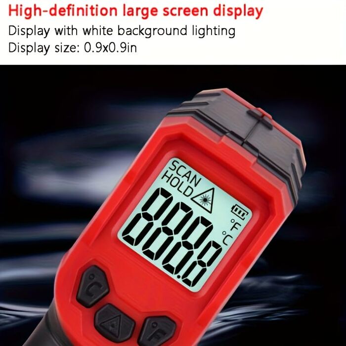 Інфрачервоний термометр лазерний, цифровий -37°F~1022°F / -32°C～400°C. Ідеально для приготування їжі, гриля, барбекю, вимірювання температури м'яса та цукру. Не для вимірювання температури тіла людини.
