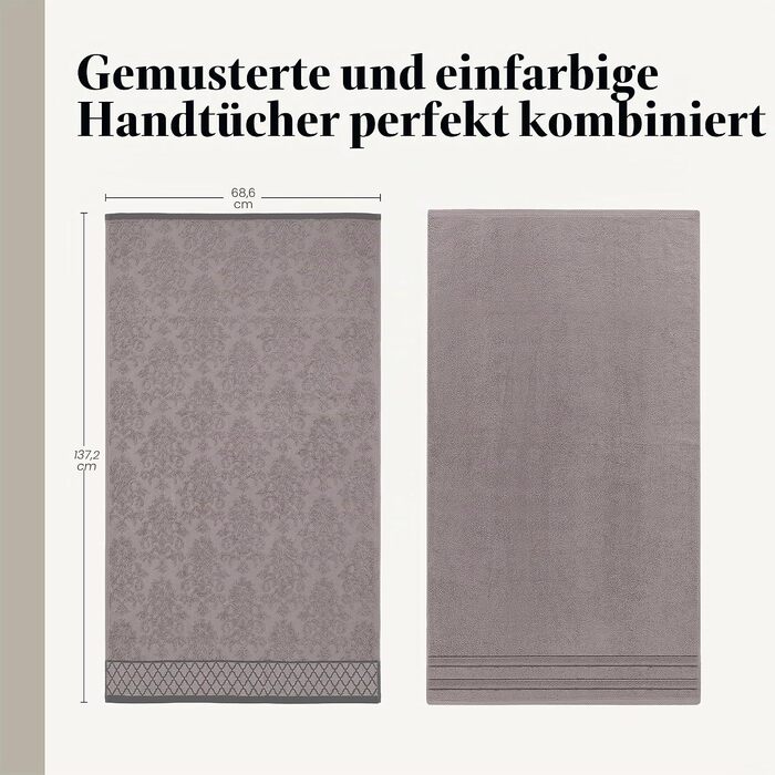 Набір рушників Pacific Coast Textilien Damast Jacquard з бордюром, 100% бавовна, сірі, 8 шт.