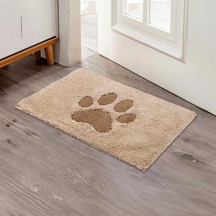 Килимок для дому 50x80 см, антиковзаючий, миючий, низький профіль, супер вбираючий, для брудних лап собак, бежевий