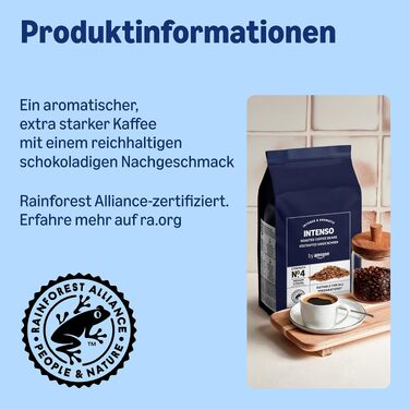 Кава в зернах Amazon Intenso, темне обсмажування, 2 кг (2 упаковки по 1 кг), сертифікат Rainforest Alliance