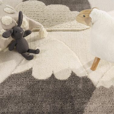 Дитячий килим Paco Home Сонце, ігровий килимок, короткий ворс, 3D-ефект, м'який, кремовий, 120 см круглий