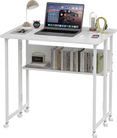 Стіл для ноутбука в ліжко Lapdesk, складний Betttisch, регульований кут 360°, портативний, для читання книг (80 x 58 x 75 см, білий)