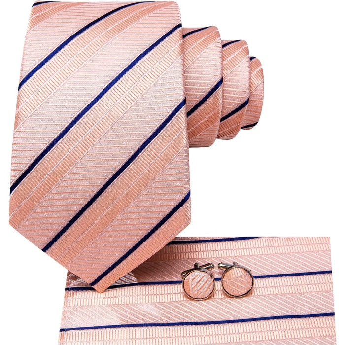 Краватка чоловіча Dubulle з квітковим візерунком Paisley, шовкова краватка, в смужку, комплект з нагрудною хустинкою для весілля та бізнесу (B Рожевий)