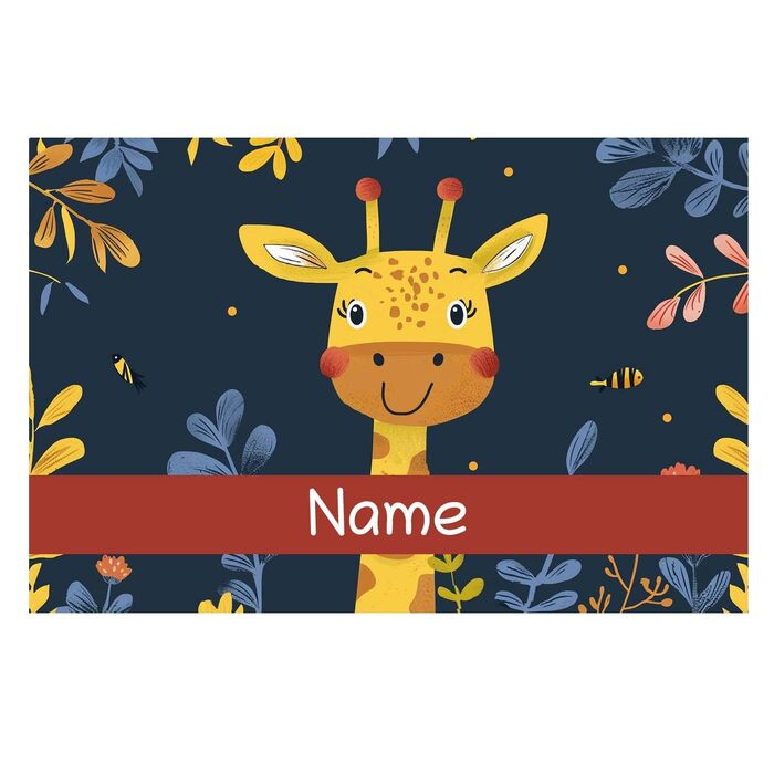 Wallet with name design (black, giraffe)