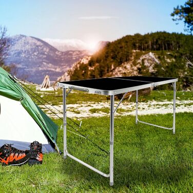 Складаний багатофункціональний стіл для кемпінгу, ринку, саду: 120 x 60 см (Чорний)