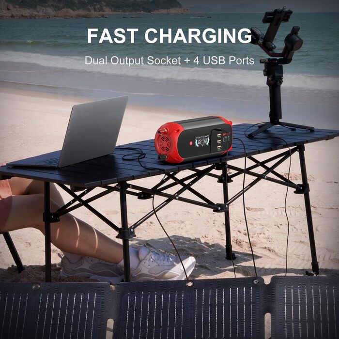 Автомобільний інвертор BELTTT 500W 12В-230В, 1000Вт пік, з LCD-дисплеєм, 4 USB, розетка EU для авто, кемпінгу, човна