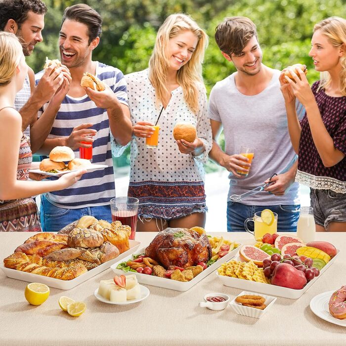 Сервірувальне блюдо Lifewit з пластику, 36,7 x 2 см, велике, набір, BPA-free, багаторазове, для буфетів, свят, пікніків, сніданків та закусок, білий (3)