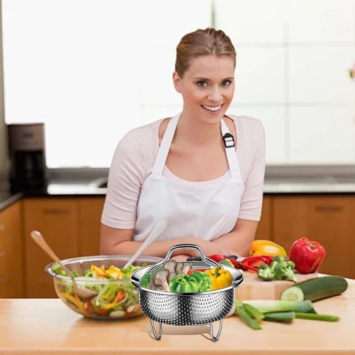 Димер для каструль, Ø14см: нержавіюча сталь 304, для приготування на пару, універсальний, підходить для каструль, сковорідок, мультиварки, швидкої каструлі, Instant Pot