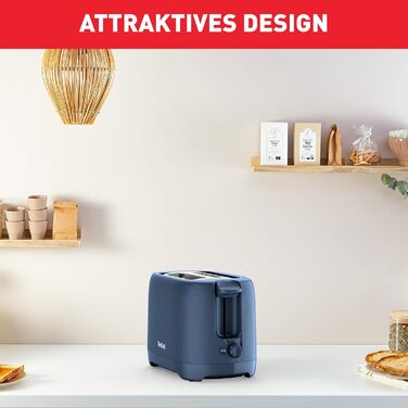 Tefal TT2M14 Morning Toaster | Two-Slot | Elegant Design | Bun Warmer | 7 Browning Levels | Extra-Wide Slots | Stop Function | Wanted Blue
