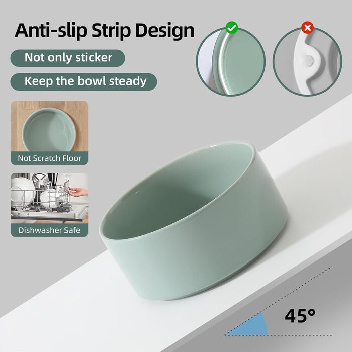 Керамічна миска для собак 21 см на підставці, великі породи, годівниця та поїлка (1 шт., світло-зелена)