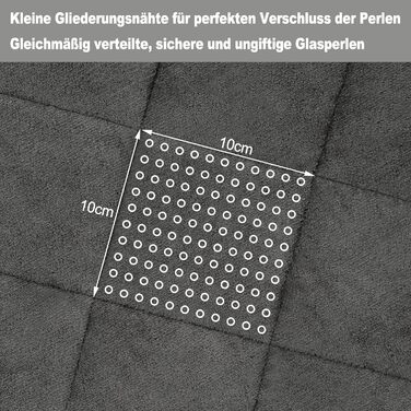 Вага ковдра WOLTU для дорослих, терапевтична ковдра з склокульками, 9 кг, 150x200 см, чорний/сірий, з фланелі Sherpa, проти стресу