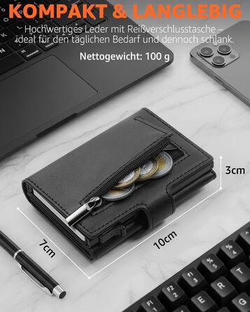 Чоловічий гаманець TEEHON з захистом RFID, з штучної шкіри, з 5 відділеннями для карток, відділенням для грошей та кишенькою для монет, чорний (класичний)