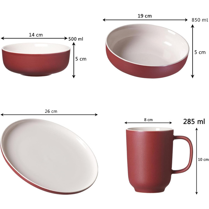 Сервіз комбінований Ritzenhoff & Breker Jasper, 16 частин, колір Ягода