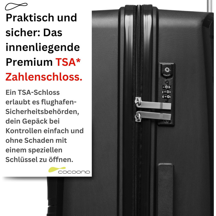 Чорний валіза Leon Koffer Groß 94L з TSA замком - валіза-тролей, жорсткий корпус, великий об'єм