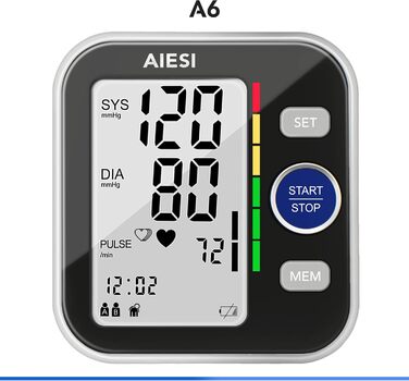Тонометр на плече AIESI® Oberarm автоматичний цифровий професійний для дорослих A6, 120 пам'ять, мережевий адаптер та USB, гарантія 24 місяці