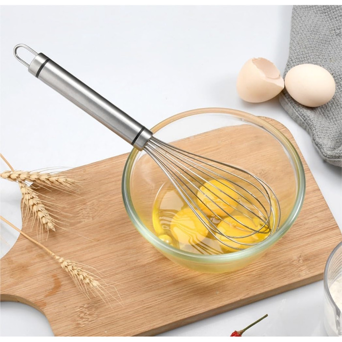 GOOPEEG Egg Beater, Multi-functional Manual Egg Mixer, Stainless Steel Egg Whisk, Kitchen Baking Tools, Suitable for Stirring and Seasoning Flour-Eggs, Kitchen Whisk (8 inch)