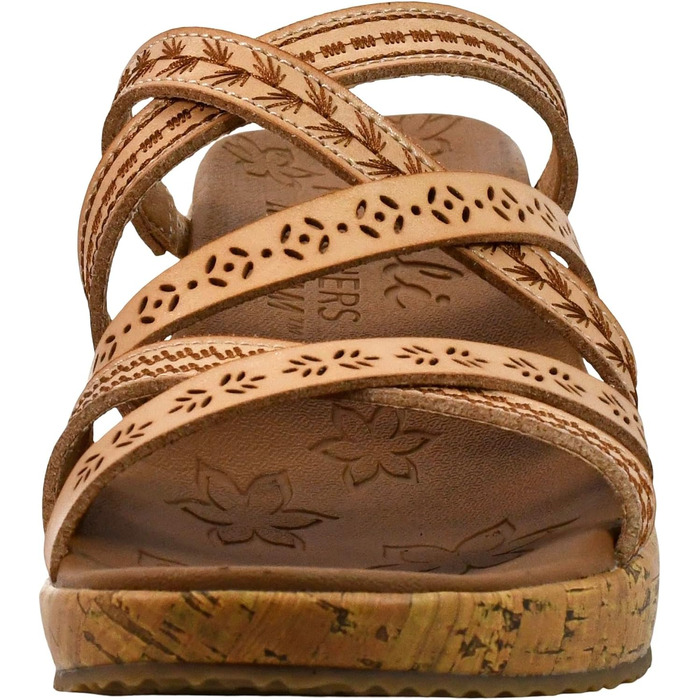Босоніжки жіночі Skechers Beverlee-Tiger Posse на танкетці, натуральні, широка колодка 40 EU