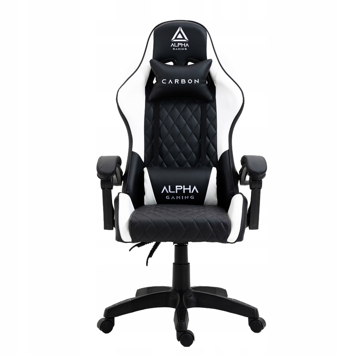 Ігрове крісло Alpha Gaming Carbon, штучна шкіра, чорно-біле