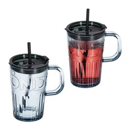 Set of 2 Decorative Glass Mugs with Handles